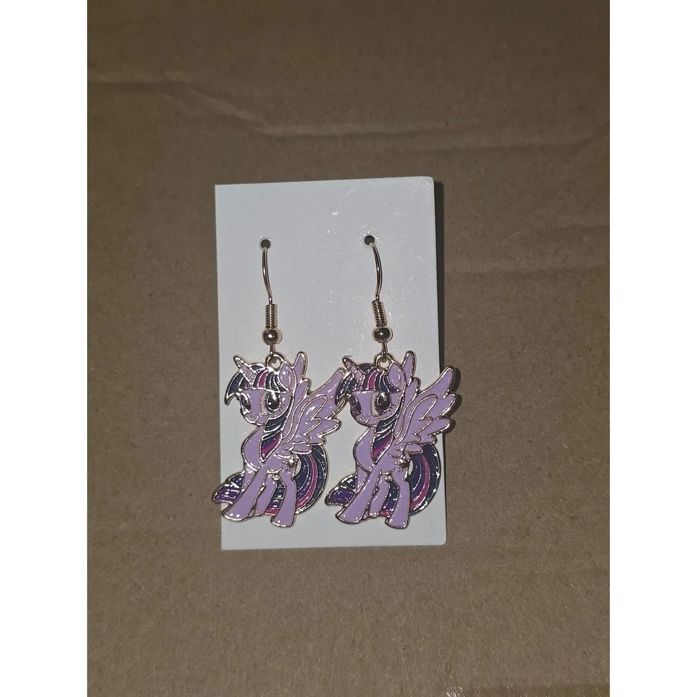 My Little Pony Hook Earrings! Twilight Sparkle Enamel Charm Hypo-Allergenic